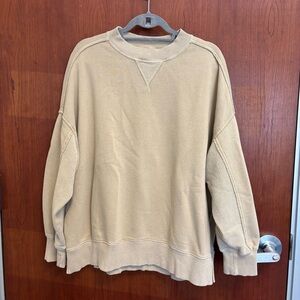 Aerie Beige Long Sleeve Crewneck Boho Shabby Sweatshirt size M